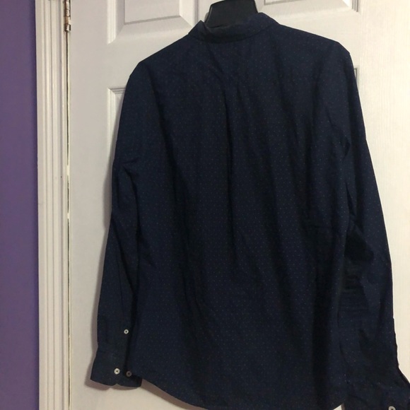 Men’s Denim and Flower Long Sleeved Shirt w tiny White Pokadot!! - Picture 6 of 7